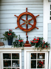 Vintage Charm: Handcrafted Wooden Ship Wheel - Nautical Wall Decor for Coastal Homes and Seafaring Enthusiasts 12'' to 48'' Inches