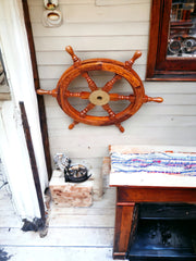 Vintage Charm: Handcrafted Wooden Ship Wheel - Nautical Wall Decor for Coastal Homes and Seafaring Enthusiasts 12'' to 48'' Inches
