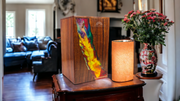 Handcrafted Rosewood & Resin Rainbow River Memorial Urn - Wooden Cremation Urn - Personalized Keepsake Urn - Remembrance Urn