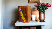 Handcrafted Rosewood & Resin Rainbow River Memorial Urn - Wooden Cremation Urn - Personalized Keepsake Urn - Remembrance Urn