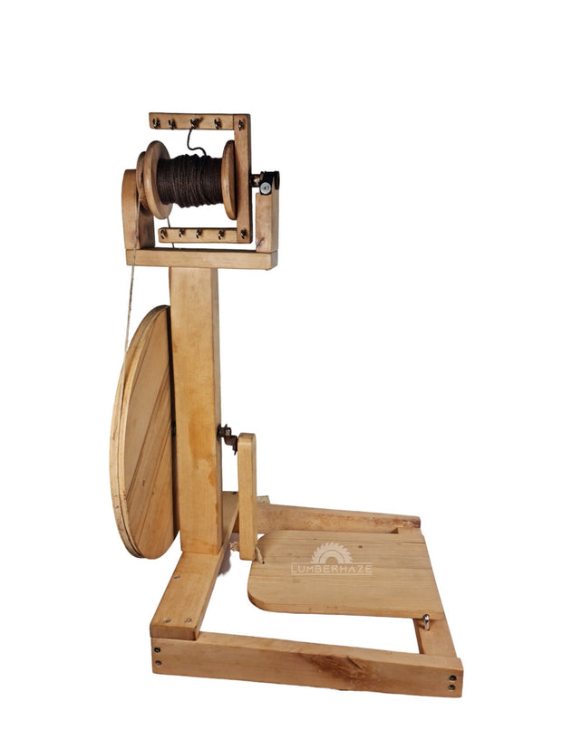 Handcrafted Wooden Spinning Wheel - Fiber Art Tool Traditional