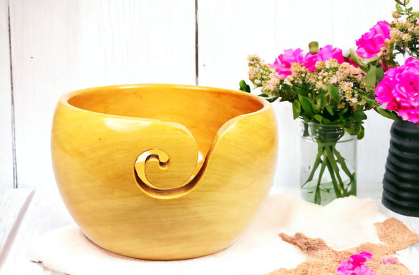 Haldina Wood Crafted Yarn Bowl - Yarn Holder for Crochet and Knitting Functional Art for Knitters and Crocheters