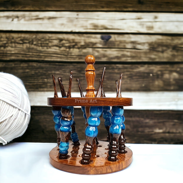 Handcrafted Wooden Crochet Stand - Yarn Organizer and Tension